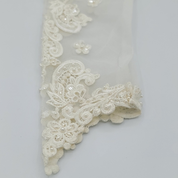Embroidered Bridal Sleeve Pearls Sequins #695 - Picture 4 of 14